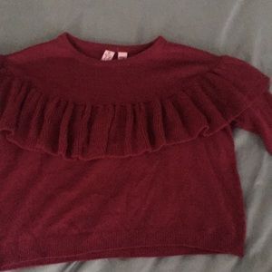 Women’s XS Ruffle Sweater in Maroon